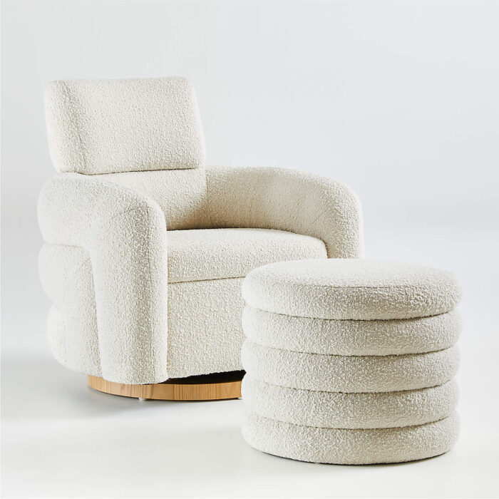 Snoozer Cream Boucle Nursery Swivel
